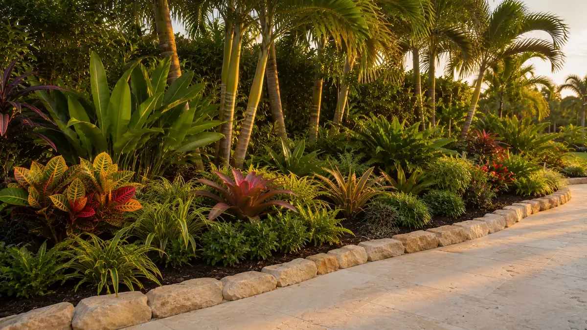 Florida-friendly native planting bed in a South Dade landscape designed by Greene & Stone Outdoor